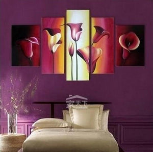 Abstract Flower Painting, Calla Lily Painting, Acrylic Flower Art, Canvas Painting for Dining Room, Abstract Painting, 5 Piece Wall Art Paintings-LargePaintingArt.com