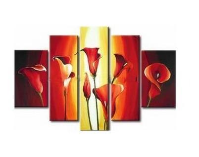 Flower Art, Canvas Painting, Abstract Art, Calla Lily Painting, Large Canvas Art, Abstract Painting, 5 Piece Wall Art, Modern Art, Acrylic Art-LargePaintingArt.com