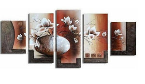 Flower in Vase Painting, Abstract Art, Abstract Painting, Large Canvas Art, Heavy Texture Art, Flower Art, Canvas Painting, 5 Piece Wall Art, Modern Art, Acrylic Art-LargePaintingArt.com