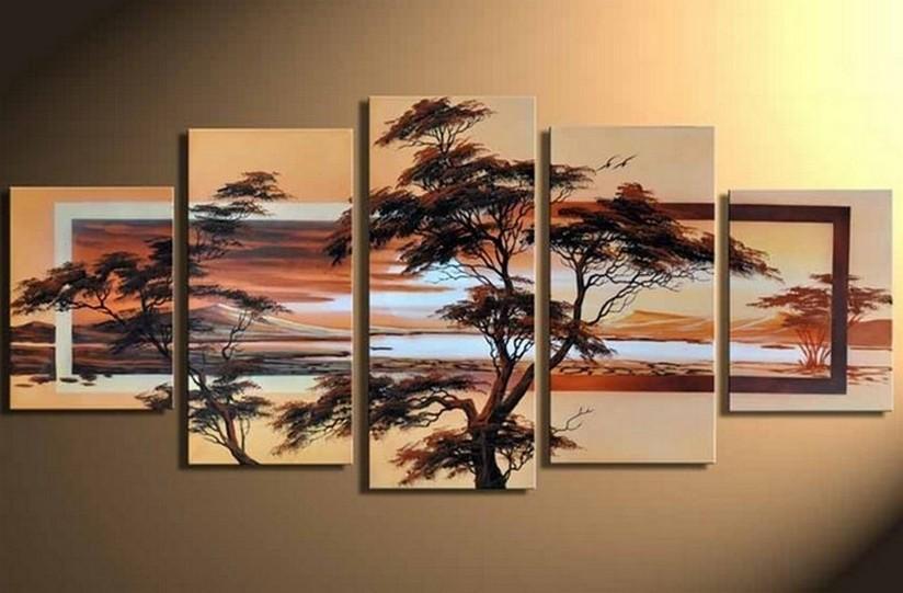 Tree of Life Painting, Ready to Hang, Large Art, Abstract Art, Flower Oil Painting, Abstract Painting, Canvas Painting, 5 Piece Wall Art, Canvas Art Painting-LargePaintingArt.com