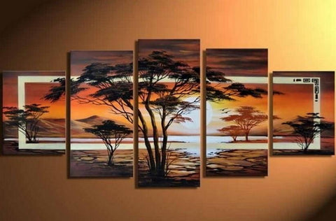 Abstract Art, Large Acrylic Painting, Tree of Life Painting, Large Art, Ready to Hang, Abstract Painting, Canvas Painting, 5 Piece Canvas Art-LargePaintingArt.com