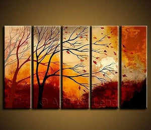 Landscape Painting, Large Wall Art, Abstract Art, Landscape Art, Canvas Painting, Oil Painting, 5 Piece Wall Art, Huge Wall Art, Ready to Hang-LargePaintingArt.com
