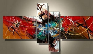 Abstract Modern Painting, 4 Piece Wall Art Paintings, Living Room Canvas Painting, Hand Painted Art, Group Painting for Sale-LargePaintingArt.com