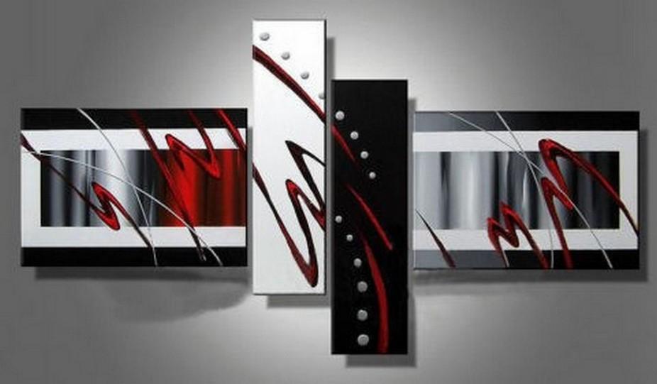 Abstract Lines Painting, Canvas Art Painting, Acrylic Art Paintings, Living Room Wall Art Ideas, 4 Panel Wall Art, Hand Painted Canvas Art-LargePaintingArt.com