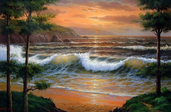 pacific Ocean, Big Wave, Wall Painting, Seascape Art, Canvas Art, Canvas Painting, Large Wall Art, Large Painting, Canvas Oil Painting, Canvas Art-LargePaintingArt.com