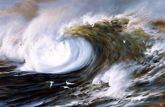 pacific Ocean, Big Wave, Seascape Art, Hand Painted Art, Canvas Art, Canvas Painting, Large Wall Art, Large Painting, Canvas Oil Painting, Canvas Wall Art-LargePaintingArt.com