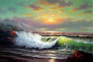pacific Ocean, Sunset Painting, Canvas Painting, Seascape Art, Hand Painted Art, Canvas Art, Large Wall Art, Large Painting, Canvas Oil Painting, Canvas Wall Art-LargePaintingArt.com