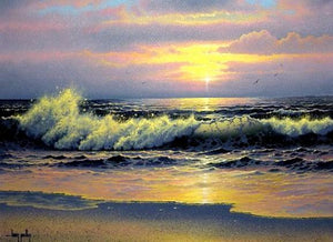 pacific Ocean, Big Wave, Seascape Art, Sunrise Painting, Canvas Art, Canvas Painting, Large Wall Art, Large Painting, Canvas Oil Painting, Canvas Art-LargePaintingArt.com