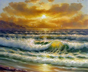 Canvas Art, Canvas Painting, pacific Ocean, Seashore Painting, Sunrise Painting, Seascape Art, Large Wall Art, Large Painting, Canvas Oil Painting, Canvas Art-LargePaintingArt.com