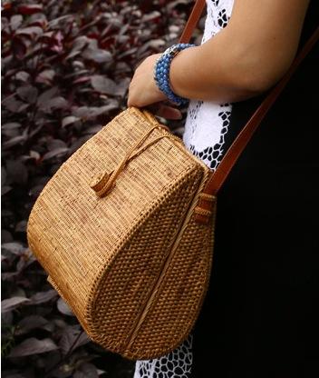 Woven Rattan Handbag, Natural Fiber Handbag, Small Rustic Handbag, Handmade Rattan Handbag for Outdoors-LargePaintingArt.com