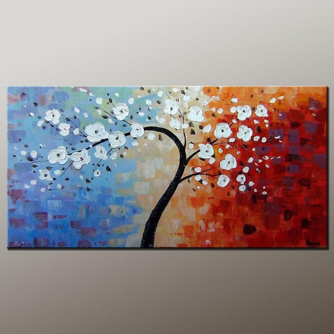 Heavy Texture Painting, Flower Art, Acrylic Painting, Abstract Art Painting, Canvas Wall Art, Bedroom Wall Art, Canvas Art, Modern Art, Contemporary Art-LargePaintingArt.com