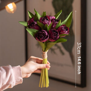Purple Tulip Flowers, Bedroom Flower Arrangement Ideas, Spring Artificial Floral for Dining Room Table, Simple Modern Floral Arrangement Ideas for Home Decoration-LargePaintingArt.com