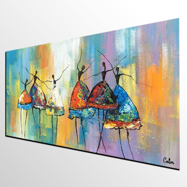 Abstract Acrylic Paintings, Modern Canvas Painting, Ballet Dancer Painting, Original Abstract Painting for Sale, Custom Abstract Painting-LargePaintingArt.com