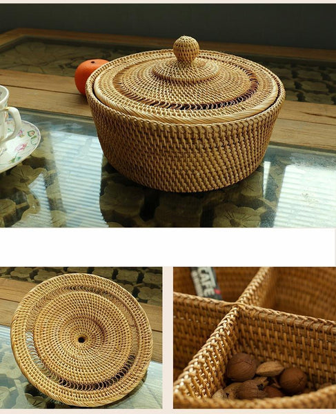 Indonesia Woven Storage Basket, Small Food and Snacks Basket, Kitchen Storage Basket, Storage Basket for Dining Room-LargePaintingArt.com