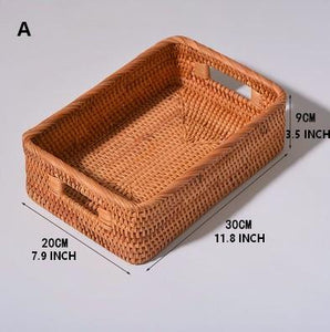 Rectangular Storage Baskets for Pantry, Rattan Storage Basket for Shelves, Storage Baskets for Kitchen, Woven Storage Baskets-LargePaintingArt.com