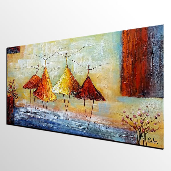 Abstract Modern Painting, Ballet Dancer Painting, Dancing Painting, Heavy Texture Art Paintings, Acrylic Painting for Dining Room,Custom Art-LargePaintingArt.com