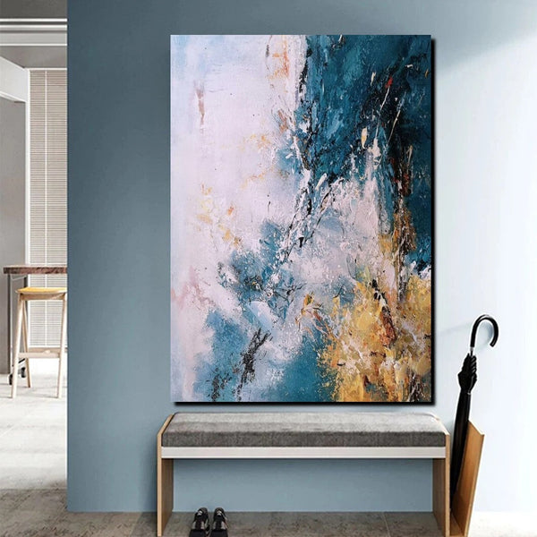 Modern Paintings for Living Room, Simple Modern Art, Blue Abstract Canvas Painting, Contemporary Acrylic Paintings, Large Wall Art Paintings-LargePaintingArt.com