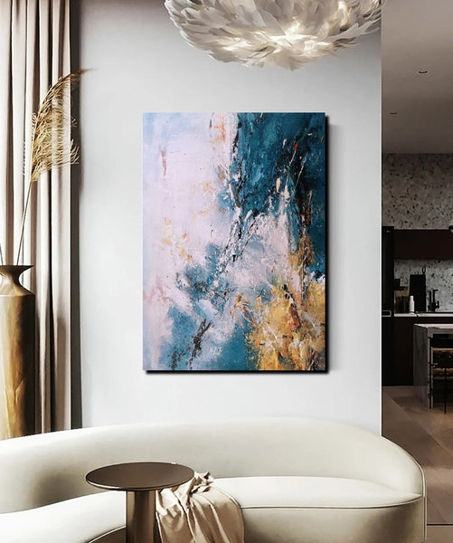 Modern Paintings for Living Room, Simple Modern Art, Blue Abstract Canvas Painting, Contemporary Acrylic Paintings, Large Wall Art Paintings-LargePaintingArt.com