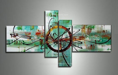 Abstract Oil Painting, Modern Canvas Painting, 4 Piece Canvas Art, Living Room Canvas Wall Art, Simple Modern Art, Large Painting on Canvas-LargePaintingArt.com