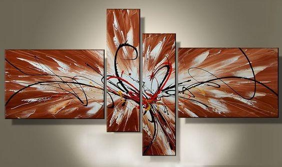 Modern Abstract Art, Bedroom Canvas Painting, Abstract Painting on Canvas, 4 Piece Abstract Art, Dining Room Wall Art for Sale-LargePaintingArt.com