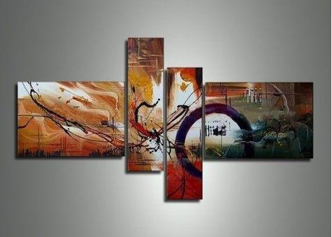 Large Canvas Painting, Abstract Acrylic Painting, Modern Canvas Art Paintings, 4 Piece Abstract Art, Dining Room Wall Art Paintings-LargePaintingArt.com