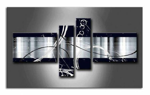 Huge Art, Black and White Large Canvas Art, Abstract Art, 4 Piece Canvas Art, Abstract Painting, Contemporary Wall Art-LargePaintingArt.com