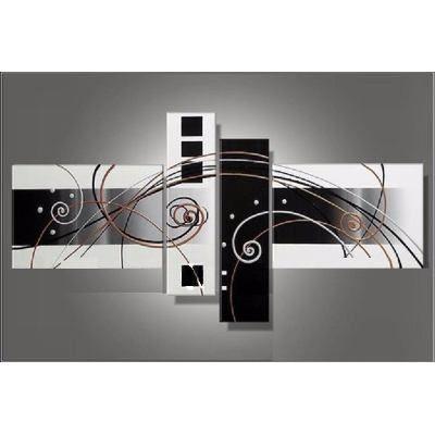 Simple Wall Art for Sale, Black and White Canvas Art, 4 Piece Canvas Paintings, Abstract Oil Painting, Contemporary Wall Art for Bedroom-LargePaintingArt.com