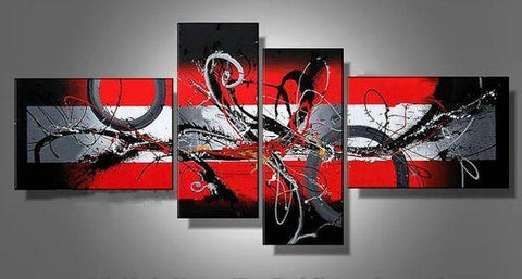 Simple Abstract Canvas Art, Black and Red Wall Art Paintings, Large Modern Paintings on Canvas, Extra Large Canvas Painting-LargePaintingArt.com