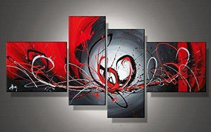 Simple Abstract Painting, Modern Abstract Paintings, Black and Red Wall Art Paintings, Living Room Canvas Painting, Buy Art Online-LargePaintingArt.com