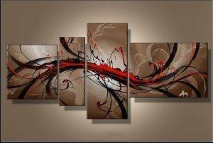 Wall Hanging, Extra Large Painting, Living Room Wall Art, 4 Panel Modern Art, Extra Large Art-LargePaintingArt.com