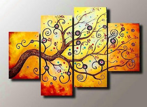 Abstract Art Painting, Large Painting on Canvas, Tree of Life Canvas Art, Bedroom Canvas Paintings, 4 Piece Canvas Art, Buy Paintings Online-LargePaintingArt.com