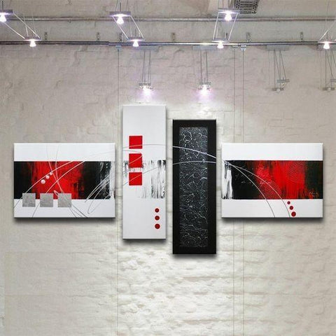 Large Wall Art, Abstract Art, Canvas Art Painting, Acrylic Art, 4 Panel Wall Art, Canvas Painting, 100% Hand Painted Art-LargePaintingArt.com