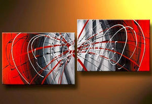 Large Art, Black and Red Canvas Painting, Abstract Art, Wall Art, Wall Hanging, Bedroom Wall Art-LargePaintingArt.com