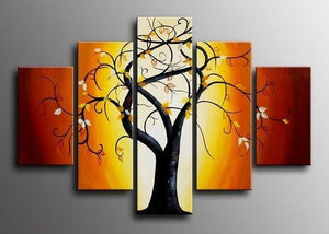 Abstract Canvas Painting, Extra Large Wall Art Paintings for Living Room, 5 Piece Canvas Paintings, Tree of Life Painting, Buy Paintings Online-LargePaintingArt.com