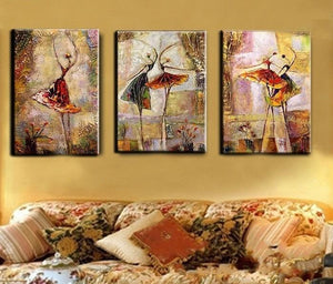 Abstract Acrylic Paintings, Ballet Dancer Painting, Canvas Painting for Bedroom, 3 Panel Wall Art Paintings, Large Painting on Canvas-LargePaintingArt.com