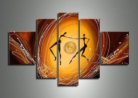 Extra Large Paintings for Living Room, 5 Piece Canvas Art, Buy Abstract Paintings, Abstract Figure Painting, Large Acrylic Paintings on Canvas-LargePaintingArt.com