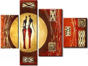 Extra Large Painting, Abstract Figure Painting, African Abstract Wall Art, Dining Room Wall Art-LargePaintingArt.com
