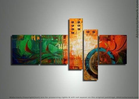 Group Painting, Canvas Painting, Large Wall Art, Abstract Painting, Huge Wall Art, Acrylic Art, Abstract Art, 5 Piece Wall Painting-LargePaintingArt.com