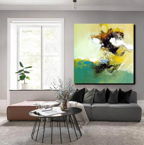 Acrylic Painting for Bedroom, Modern Canvas Painting, Contemporary Artwork, Green Abstract Acrylic Paintings, Hand Painted Canvas Art-LargePaintingArt.com