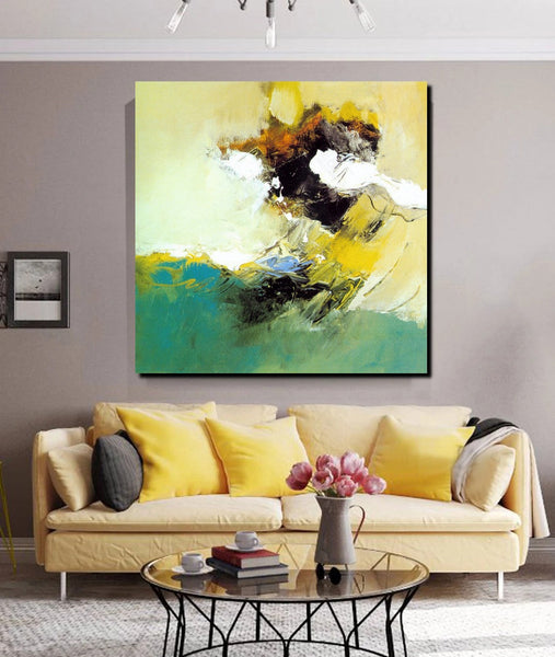 Acrylic Painting for Bedroom, Modern Canvas Painting, Contemporary Artwork, Green Abstract Acrylic Paintings, Hand Painted Canvas Art-LargePaintingArt.com