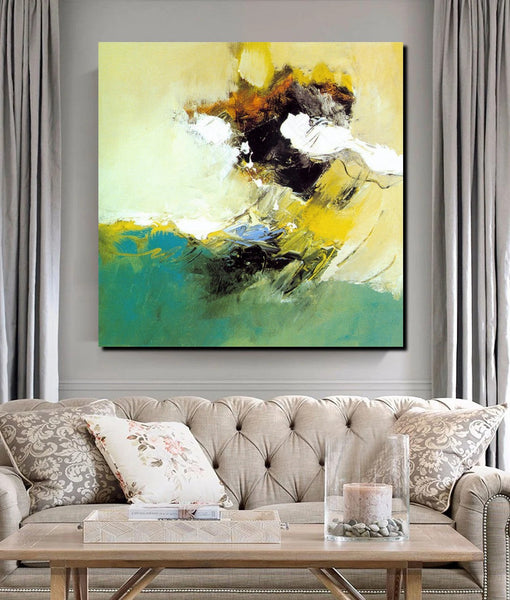 Acrylic Painting for Bedroom, Modern Canvas Painting, Contemporary Artwork, Green Abstract Acrylic Paintings, Hand Painted Canvas Art-LargePaintingArt.com