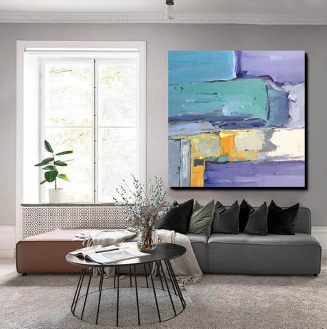 Canvas Painting for Living Room, Simple Modern Paintings, Blue Abstract Modern Paintings, Acrylic Painting on Canvas, Hand Painted Canvas Art-LargePaintingArt.com