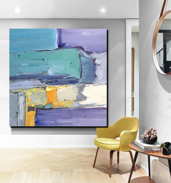 Canvas Painting for Living Room, Simple Modern Paintings, Blue Abstract Modern Paintings, Acrylic Painting on Canvas, Hand Painted Canvas Art-LargePaintingArt.com