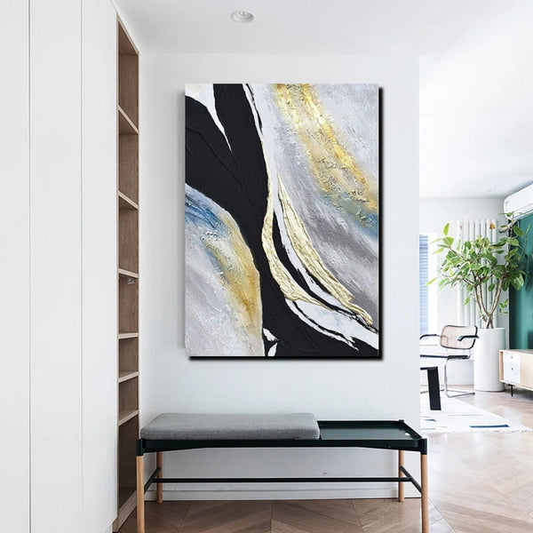 Black Abstract Acrylic Paintings, Large Paintings for Bedroom, Simple Modern Art, Modern Wall Art Ideas, Contemporary Canvas Paintings-LargePaintingArt.com