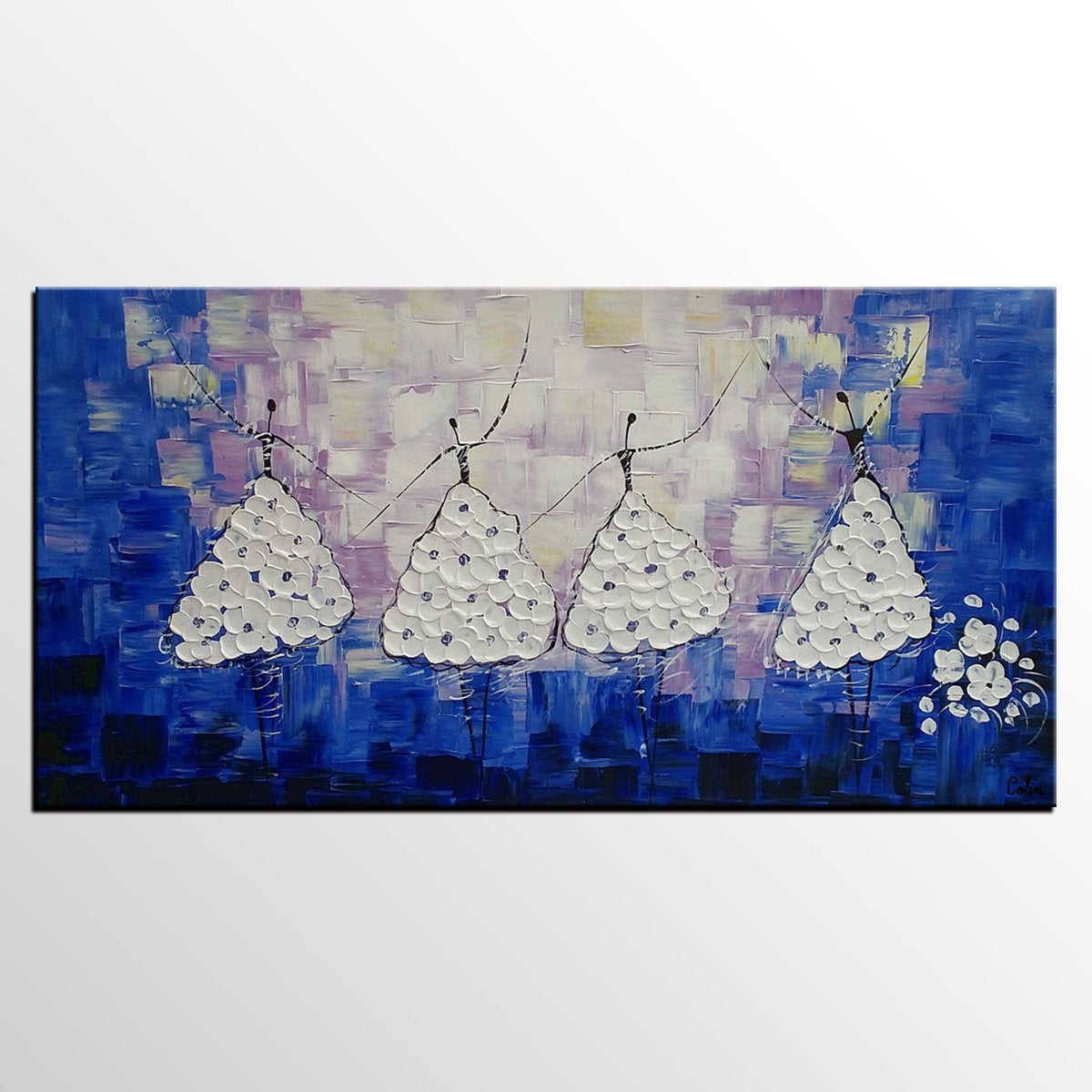 Modern Abstract Painting, Bedroom Canvas Painting, Acrylic Wall Art Painting, Ballet Dancer Painting, Abstract Art for Sale-LargePaintingArt.com