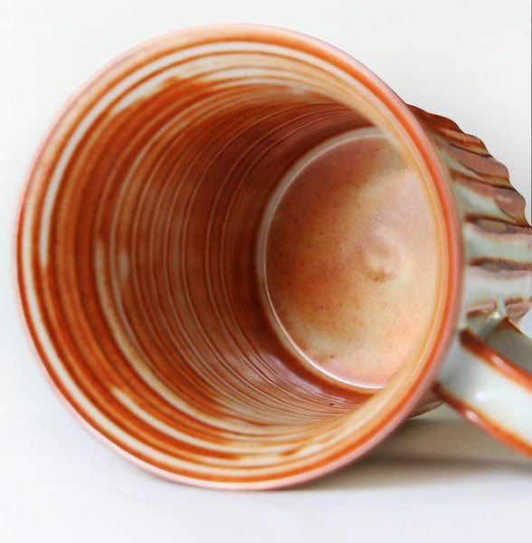 Latte Coffee Mug, Large Capacity Coffee Cup, Large Tea Cup, Handmade Pottery Coffee Cup-LargePaintingArt.com