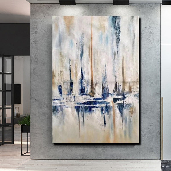 Abstract Sail Boat Painting, Large Wall Art for Living Room, Acrylic Canvas Paintings, Modern Wall Art Paintings, Contemporary Painting-LargePaintingArt.com