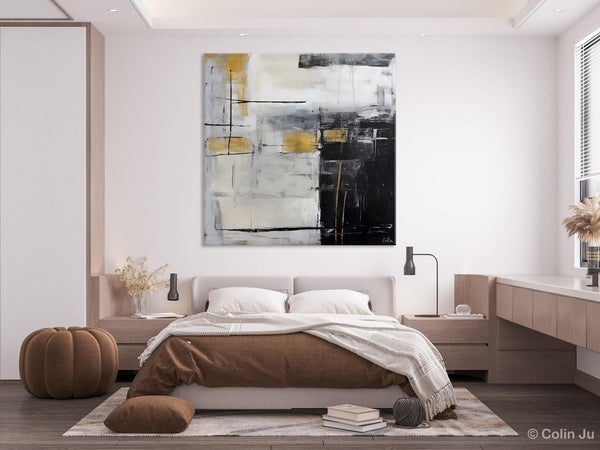 Simple Modern Original Artwork, Large Paintings for Bedroom, Abstract Landscape Painting on Canvas, Oversized Contemporary Wall Art Paintings-LargePaintingArt.com