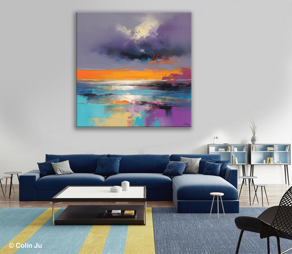 Huge Painting for Living Room, Original Landscape Canvas Art, Contemporary Oil Painting on Canvas, Oversized Landscape Wall Art Paintings-LargePaintingArt.com