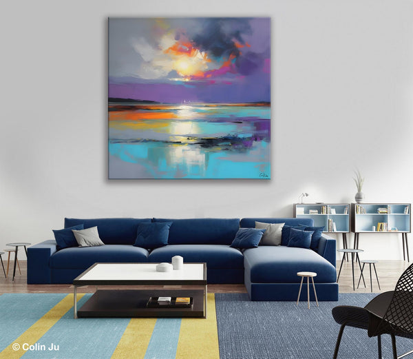 Large Abstract Painting for Living Room, Original Abstract Wall Art, Landscape Acrylic Art, Landscape Canvas Art, Hand Painted Canvas Art-LargePaintingArt.com